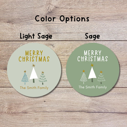 Merry Christmas Personalized Stickers, Custom Holiday Name Labels for Gift Wrapping Party Favors