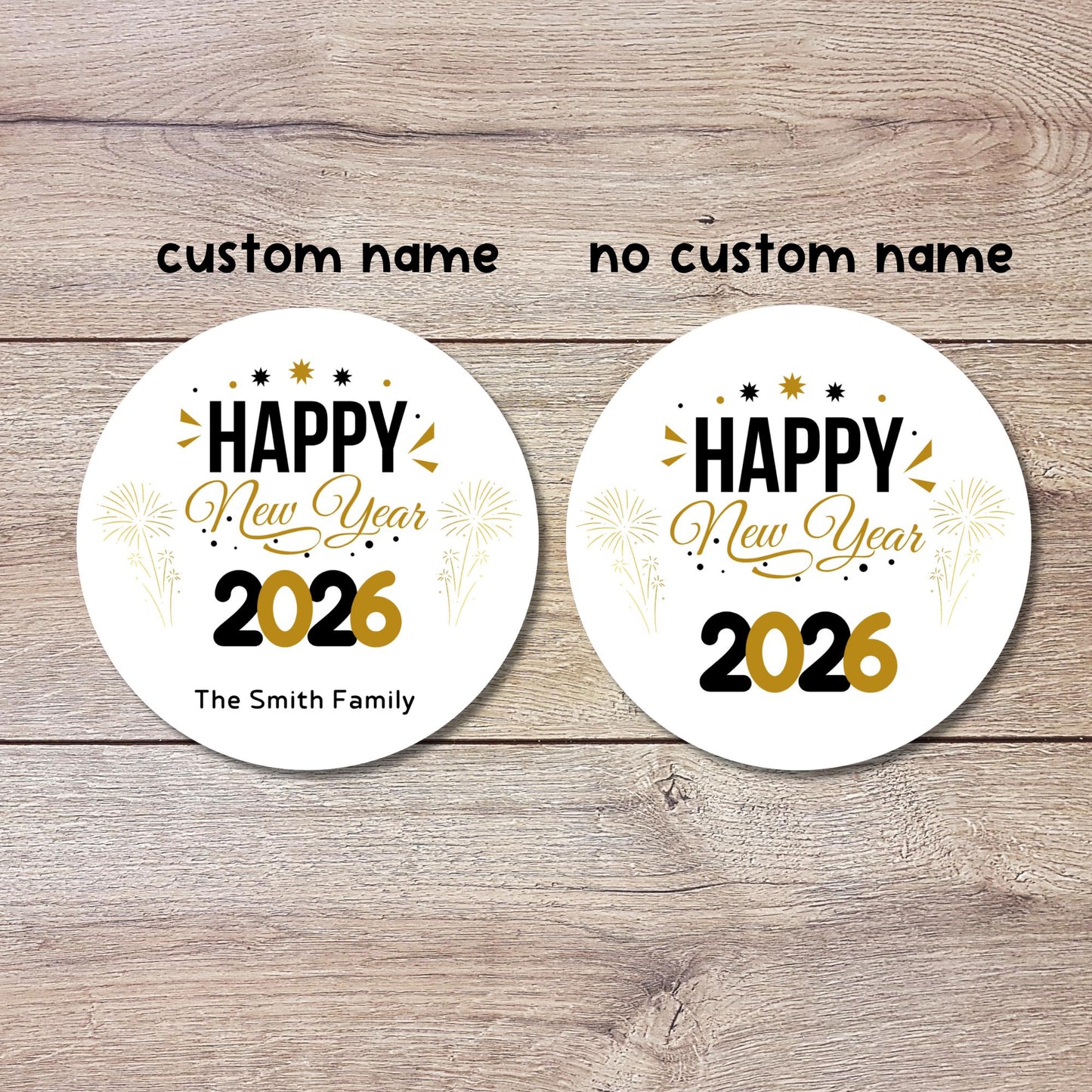 Personalized Happy New Year 2026 Stickers, Custom New Year's Eve Festive Party Holiday Baking Gift Labels