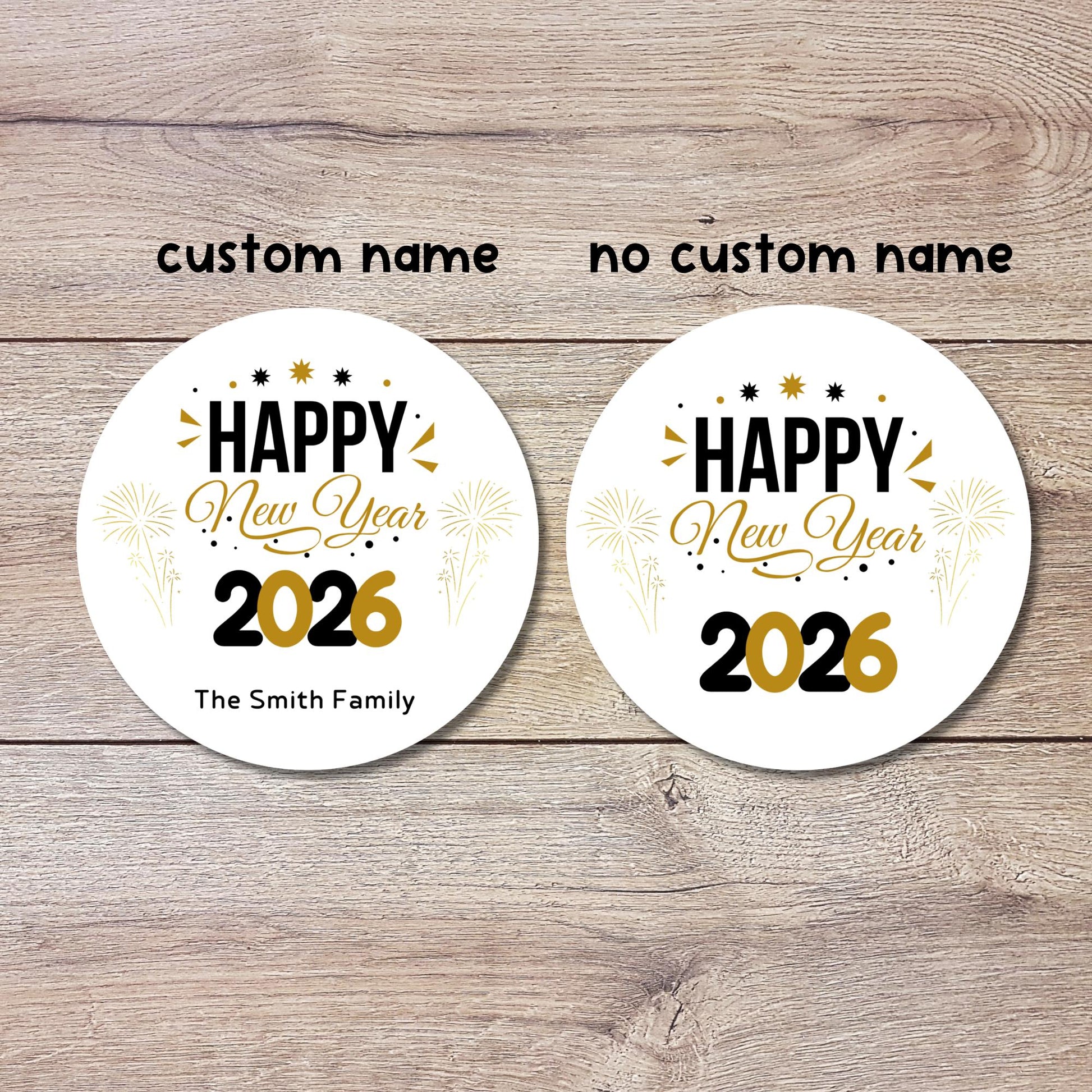 Personalized Happy New Year 2026 Stickers, Custom New Year's Eve Festive Party Holiday Baking Gift Labels