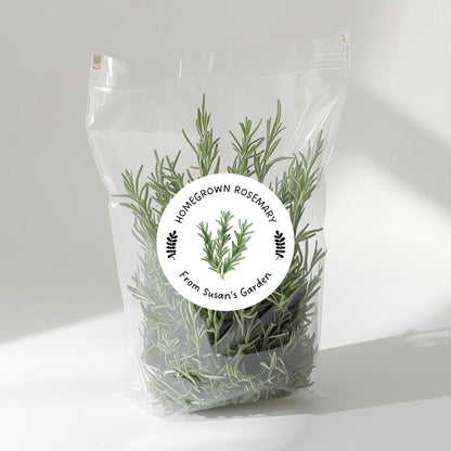 Personalized Homegrown Rosemary Stickers, Custom Organic Veggie Garden Gift Labels