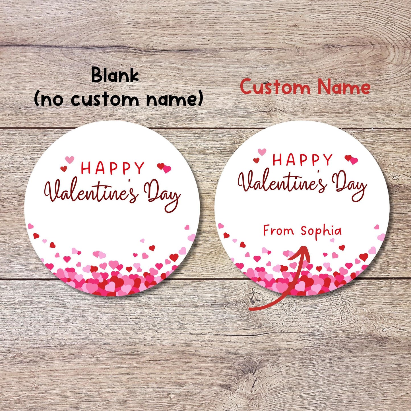 Personalized Happy Valentine's Day Stickers, Custom Kids School Classroom Party Favor Treat Bag Labels