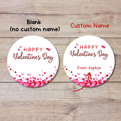 Personalized Happy Valentine's Day Stickers, Custom Kids School Classroom Party Favor Treat Bag Labels