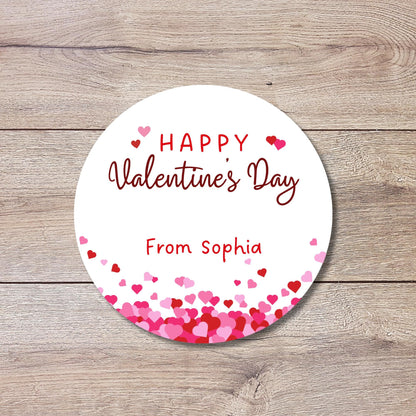 Personalized Happy Valentine's Day Stickers, Custom Kids School Classroom Party Favor Treat Bag Labels