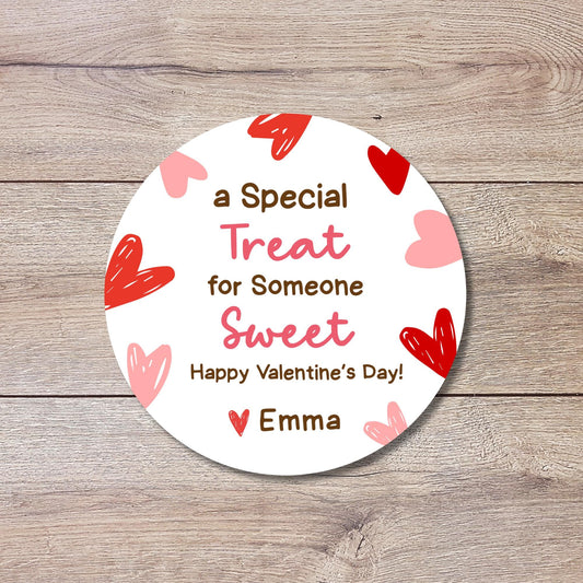 Personalized A Special Treat for Someone Sweet Stickers, Custom Valentines Day School Party Favor Treat Bag Labels