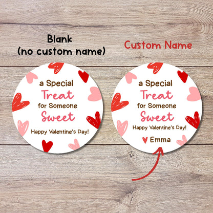 Personalized A Special Treat for Someone Sweet Stickers, Custom Valentines Day School Party Favor Treat Bag Labels