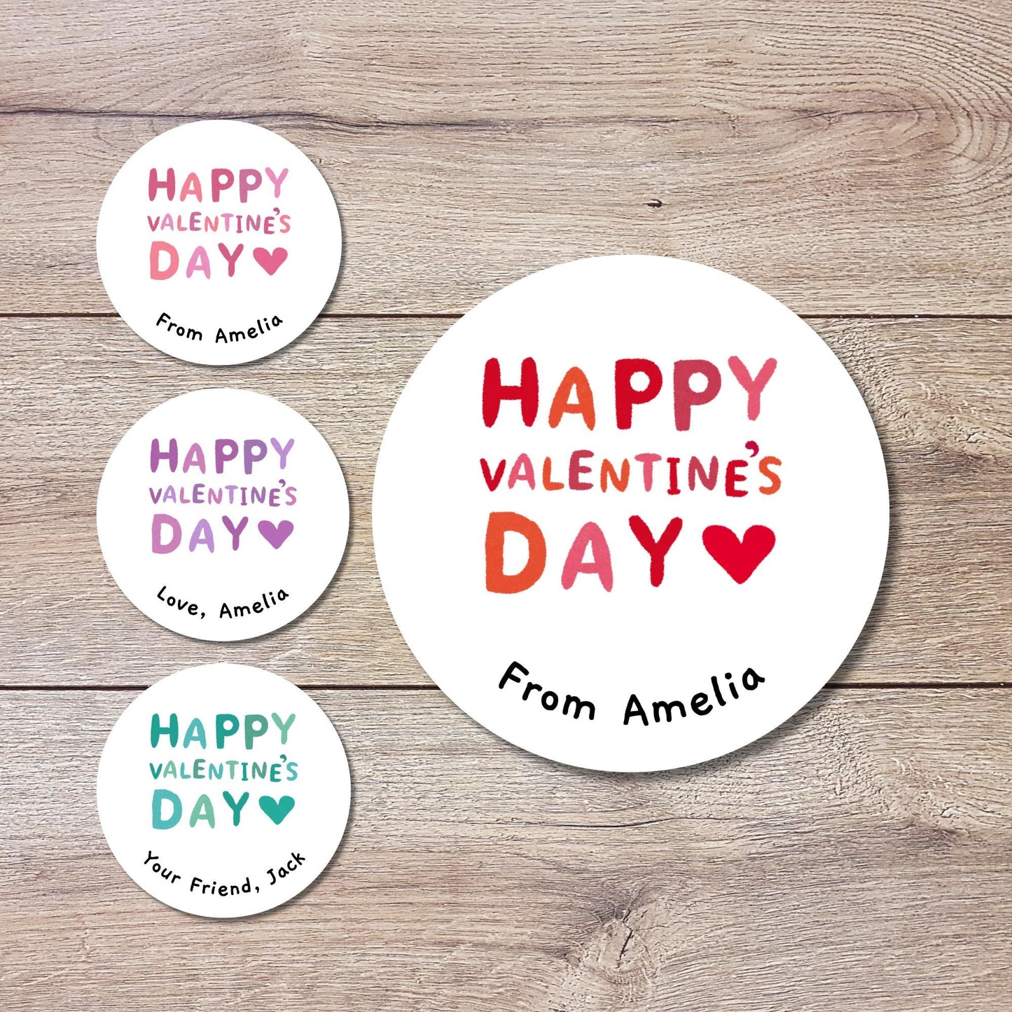 Personalized Happy Valentine's Day Stickers, Custom Kids School Party Favor Treat Bag Labels