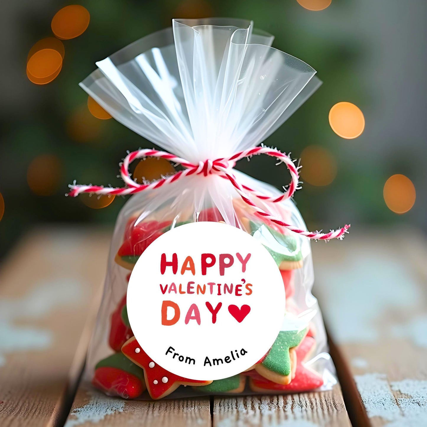 Personalized Happy Valentine's Day Stickers, Custom Kids School Party Favor Treat Bag Labels