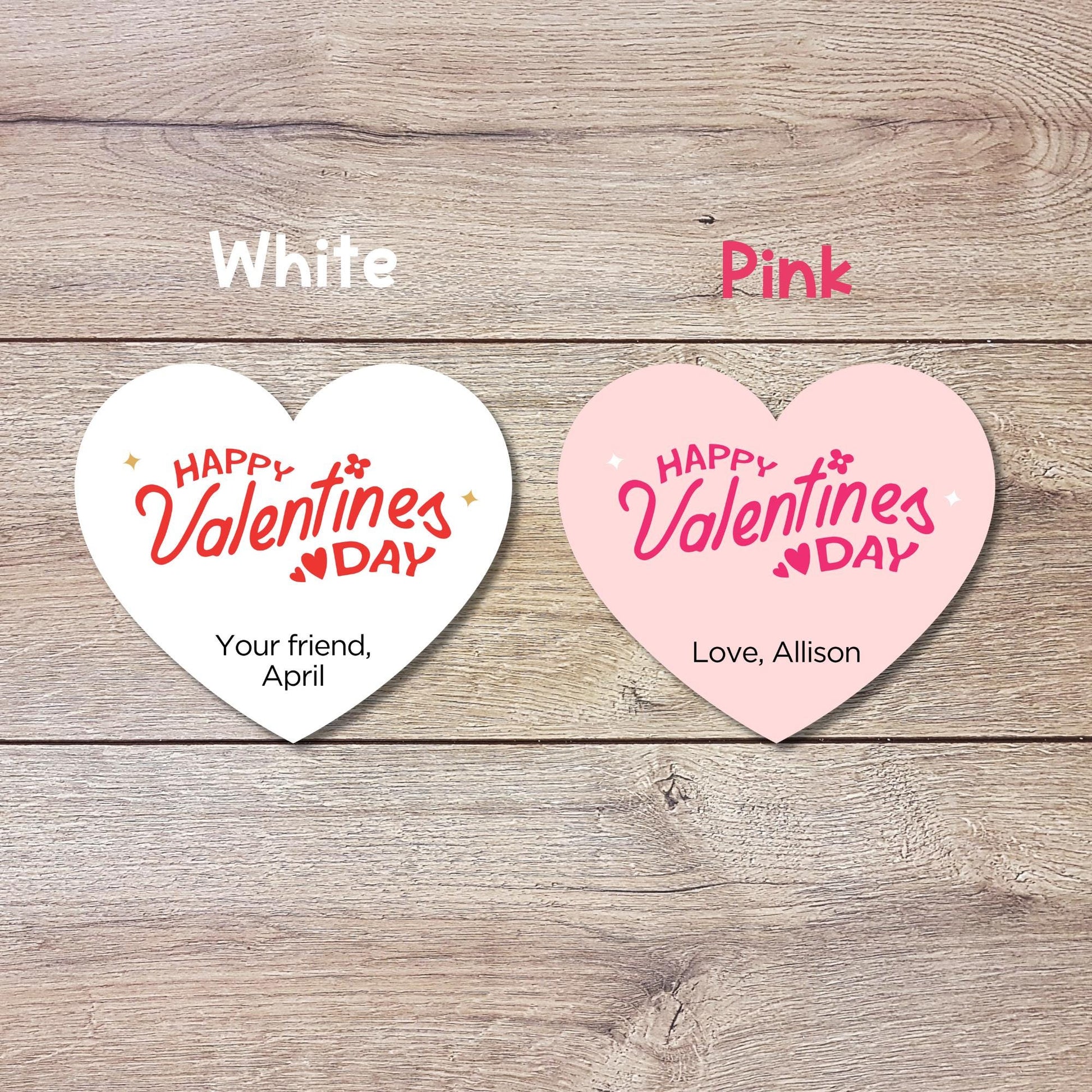 Personalized Happy Valentine's Day Heart Shape Stickers, Custom Kids School Party Favor Treat Bag Labels