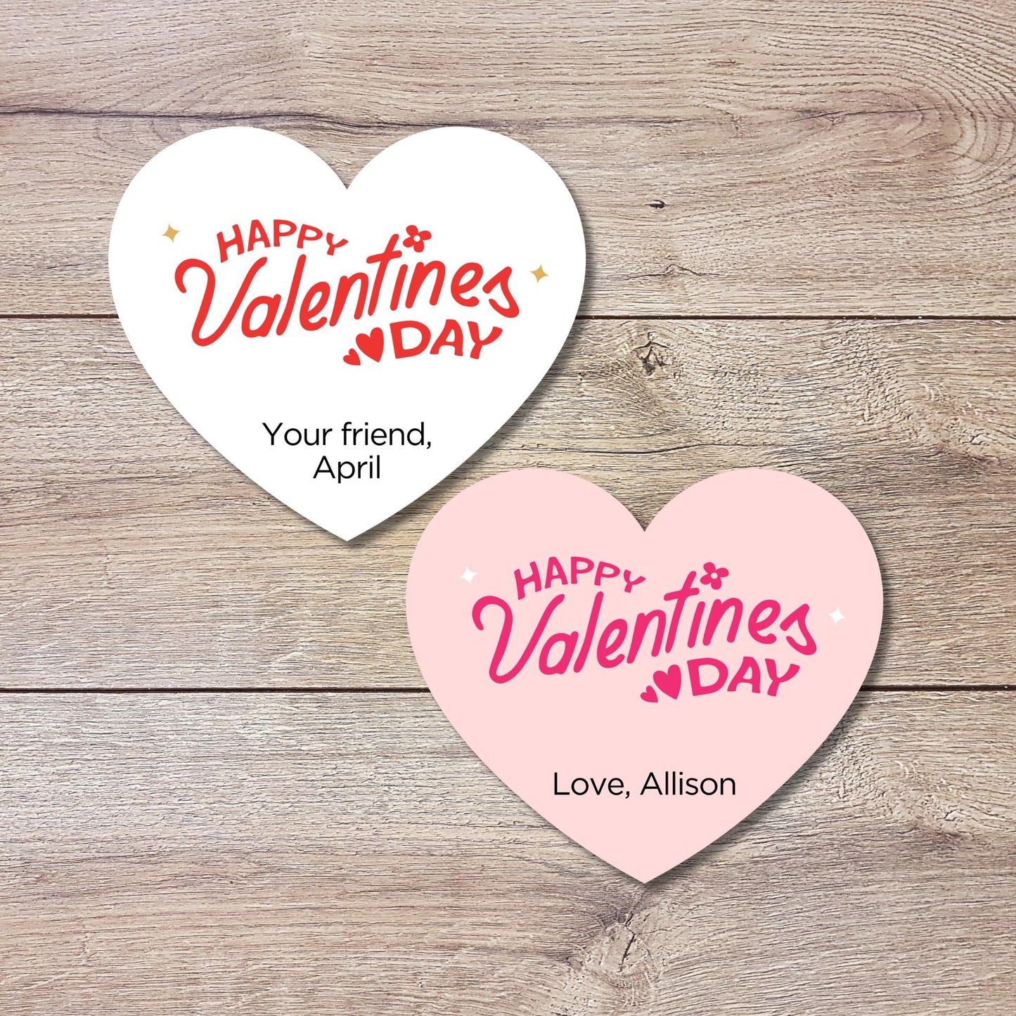 Personalized Happy Valentine's Day Heart Shape Stickers, Custom Kids School Party Favor Treat Bag Labels
