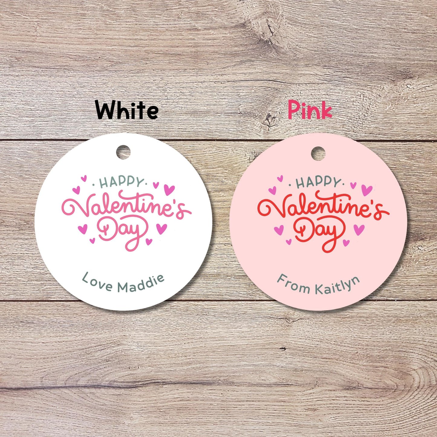 Personalized Happy Valentines Day Gift Tags, Custom Kids School Party Favor Treat Bag Tag