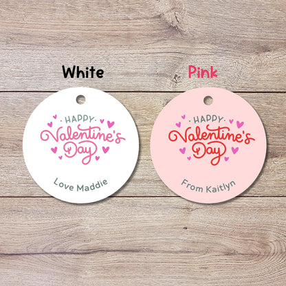 Personalized Happy Valentines Day Gift Tags, Custom Kids School Party Favor Treat Bag Tag