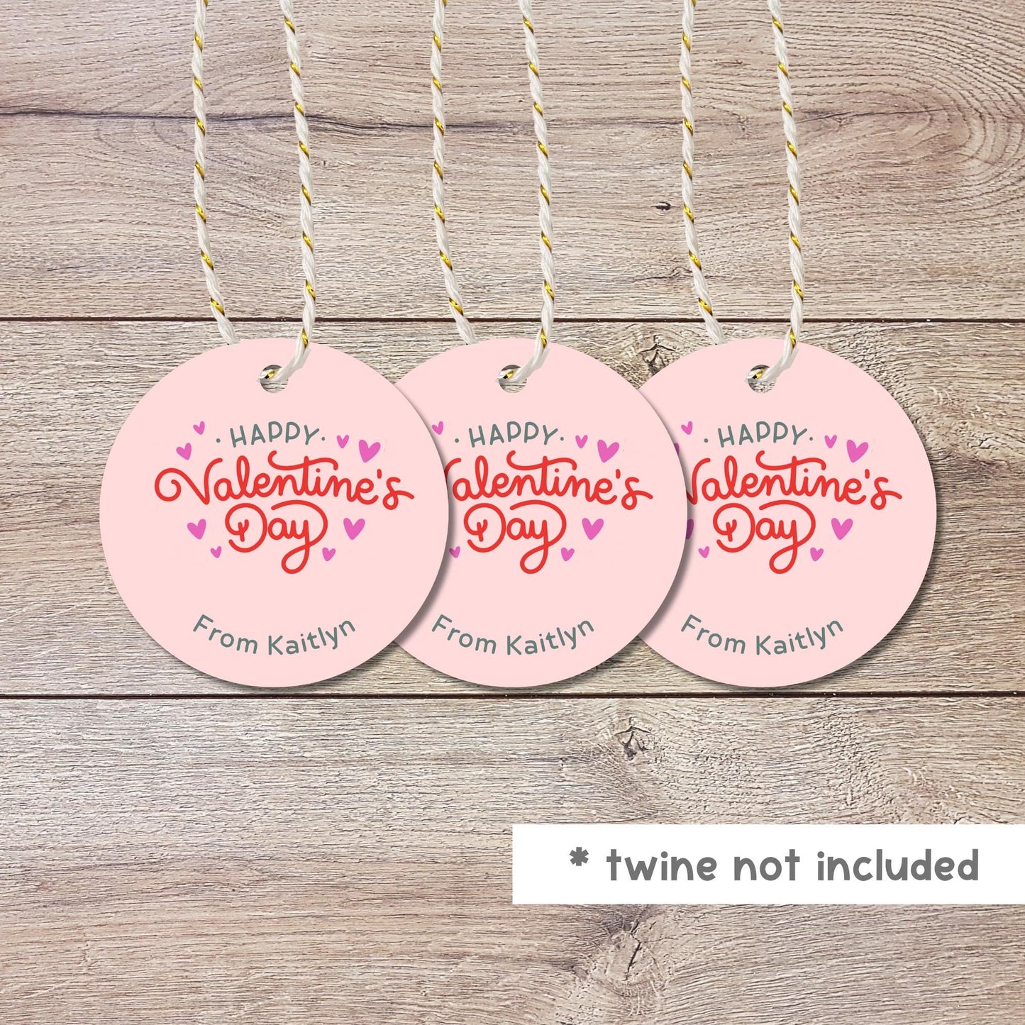 Personalized Happy Valentines Day Gift Tags, Custom Kids School Party Favor Treat Bag Tag