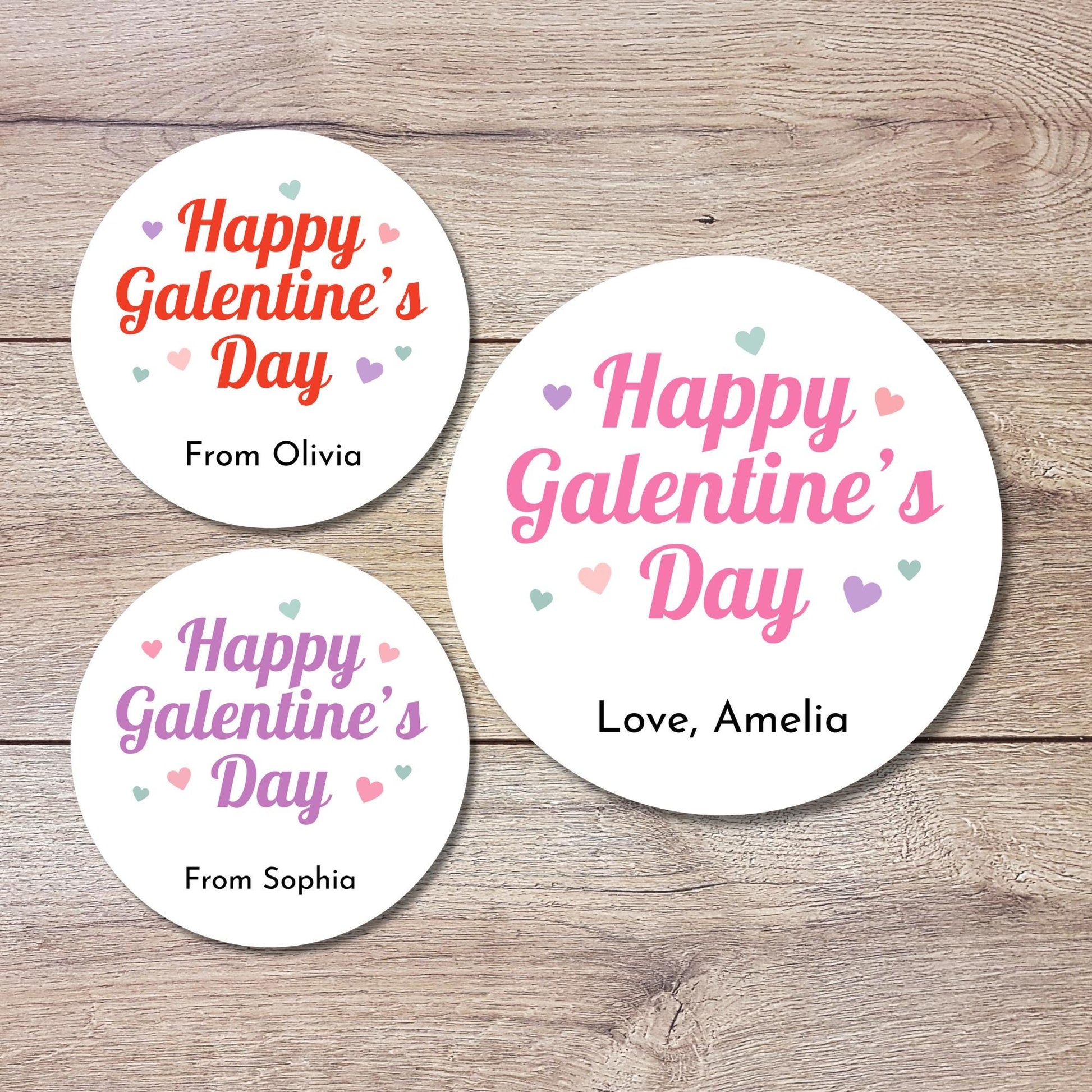 Personalized Galentine's Day Stickers, Custom Valentine's Party Favor Treat Bag Labels