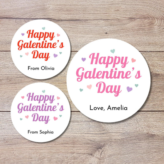 Personalized Galentine's Day Stickers, Custom Valentine's Party Favor Treat Bag Labels