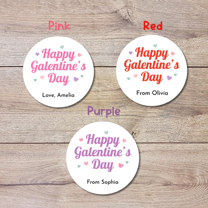 Personalized Galentine's Day Stickers, Custom Valentine's Party Favor Treat Bag Labels