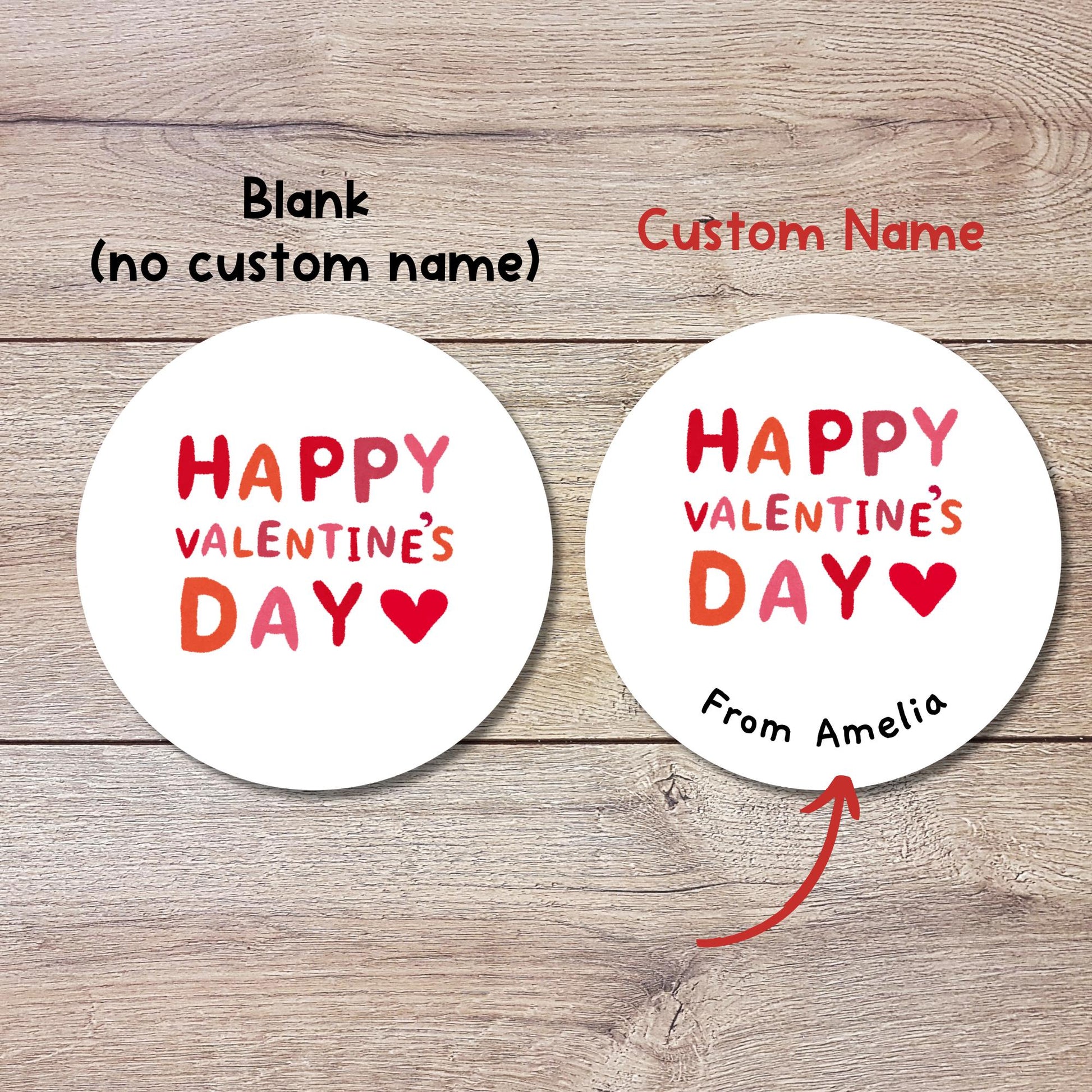 Personalized Happy Valentine's Day Stickers, Custom Kids School Party Favor Treat Bag Labels