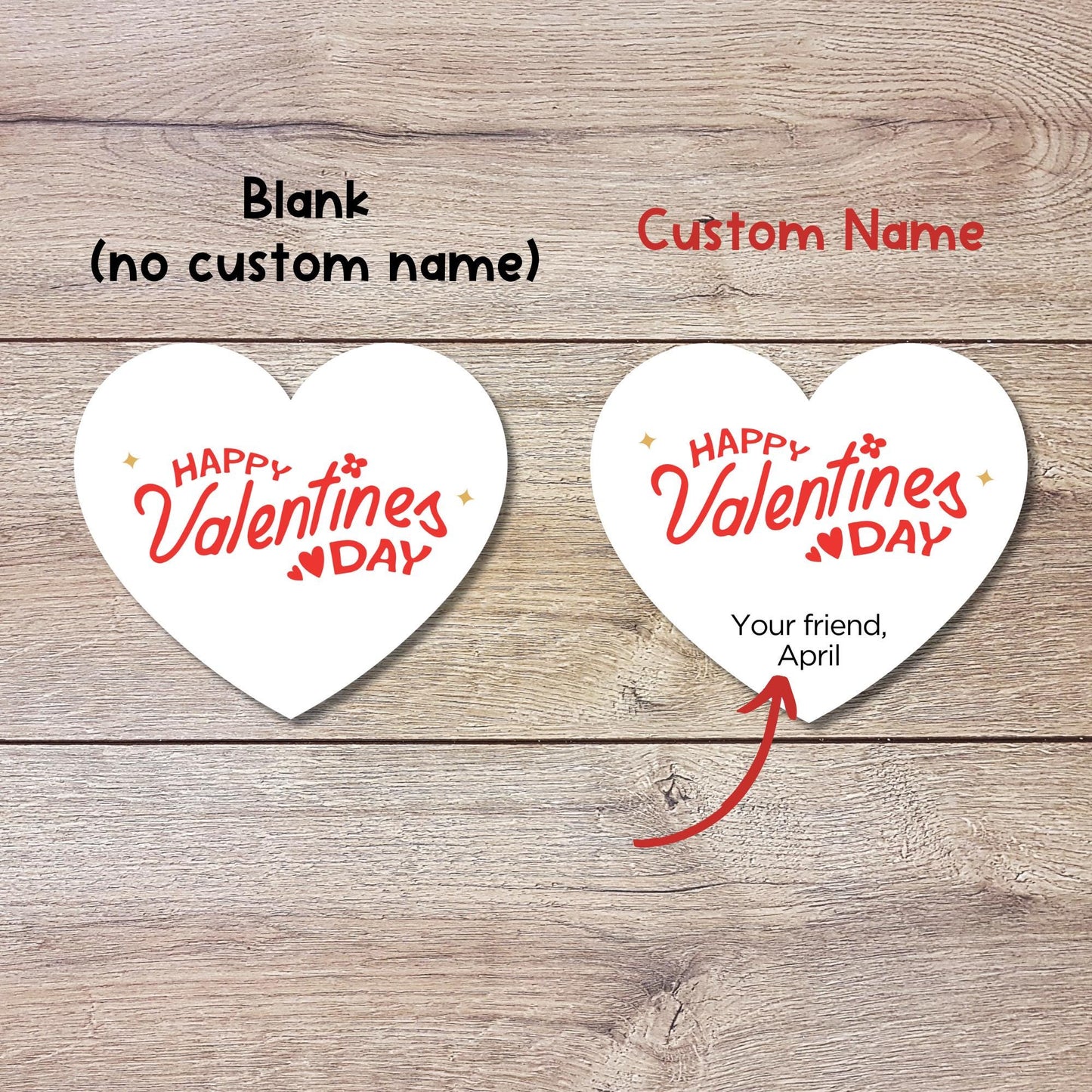 Personalized Happy Valentine's Day Heart Shape Stickers, Custom Kids School Party Favor Treat Bag Labels