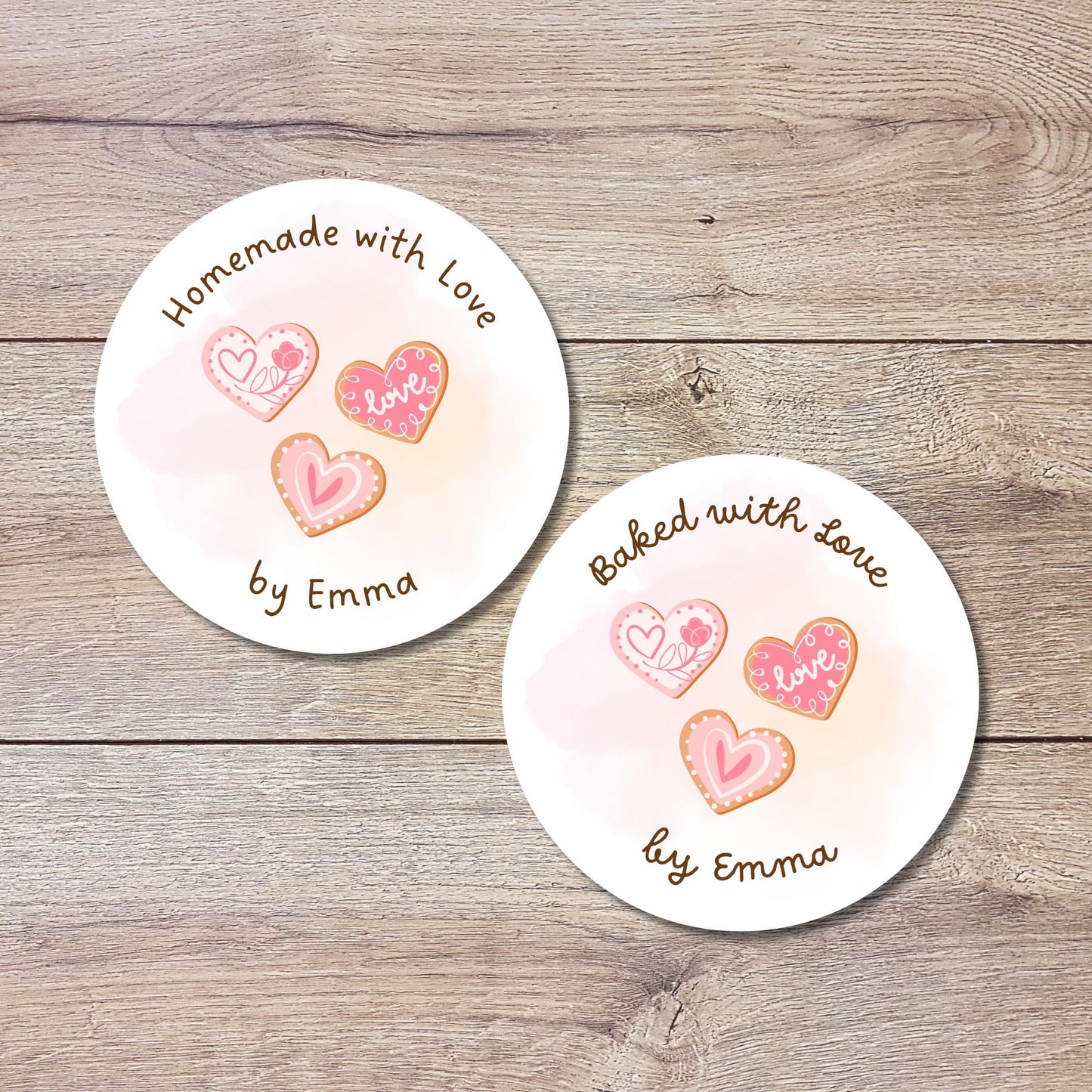 Personalized Baked with Love Stickers, Customized Valentine Homemade with Love Baking Label