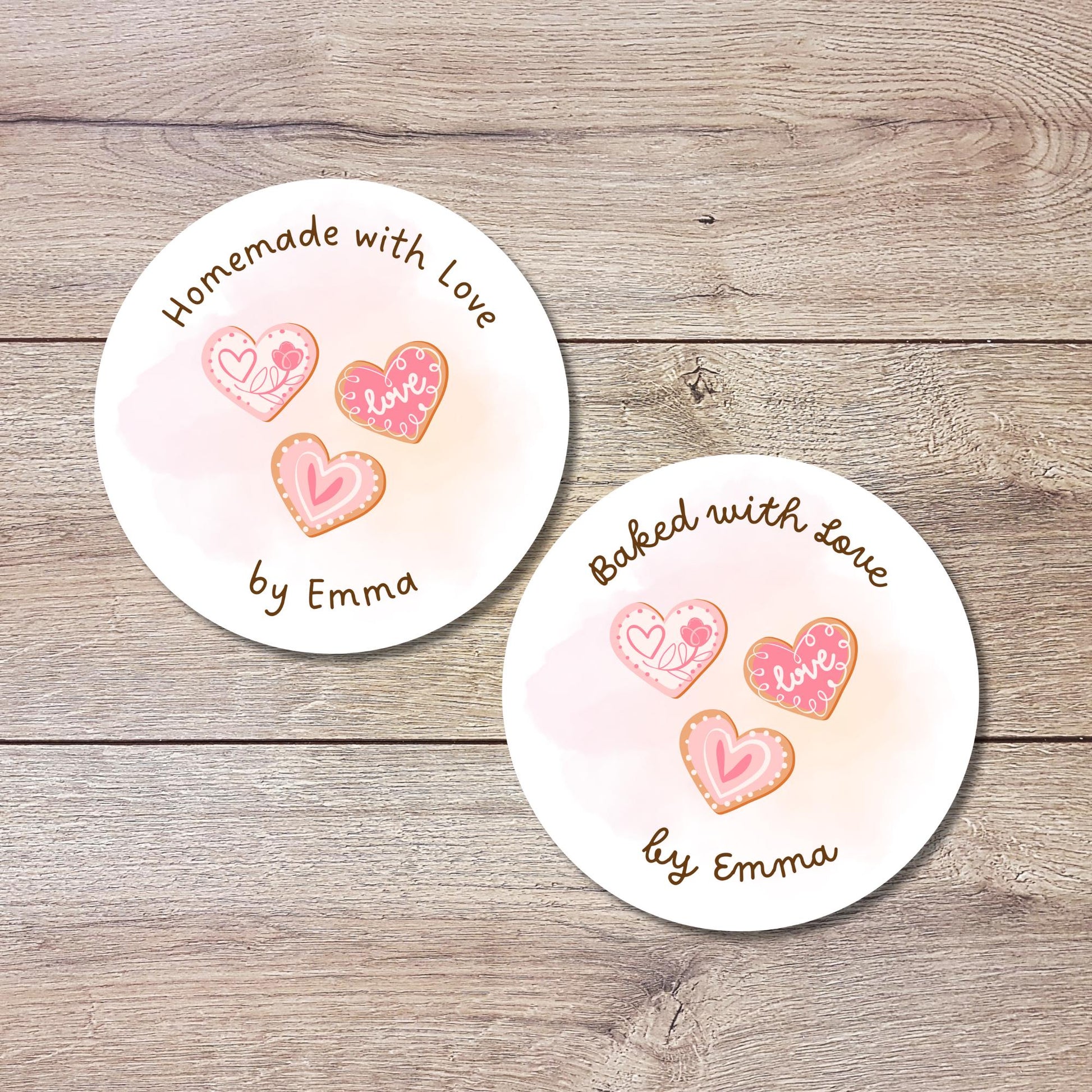 Personalized Baked with Love Stickers, Customized Valentine Homemade with Love Baking Label