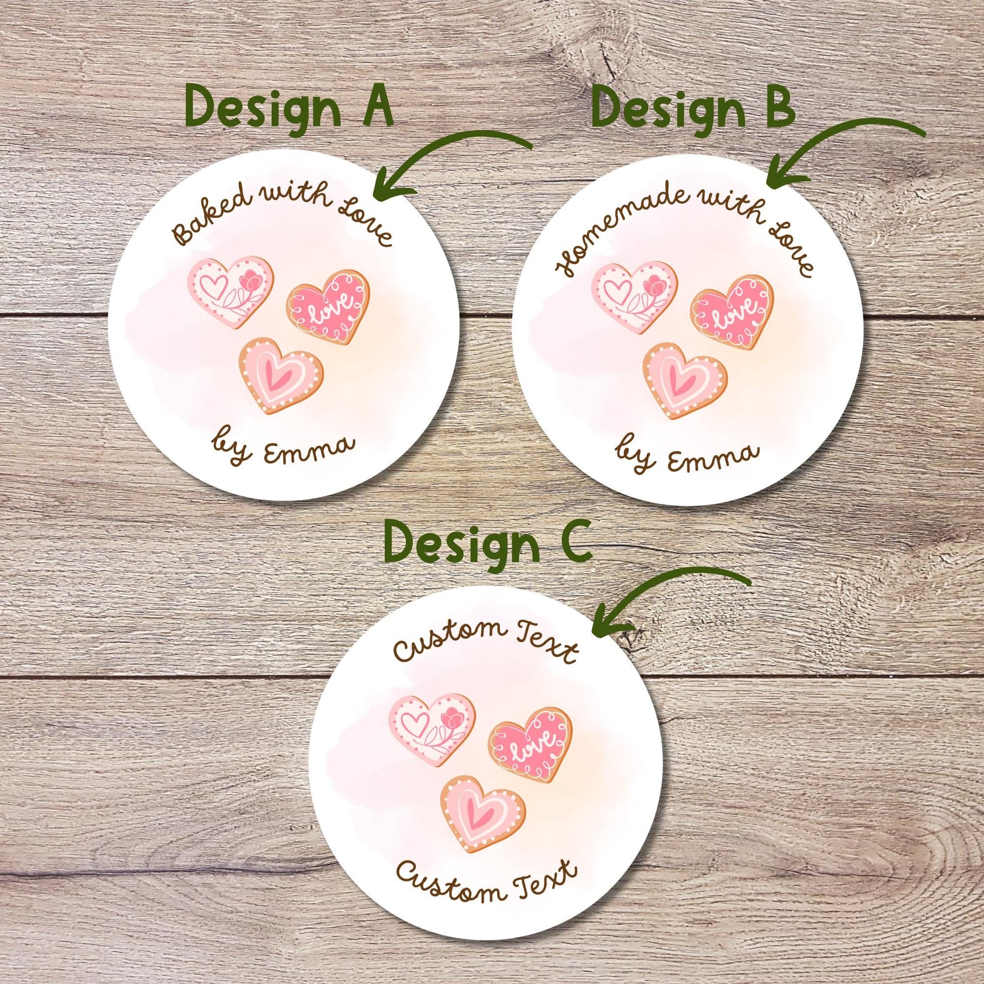 Personalized Baked with Love Stickers, Customized Valentine Homemade with Love Baking Label