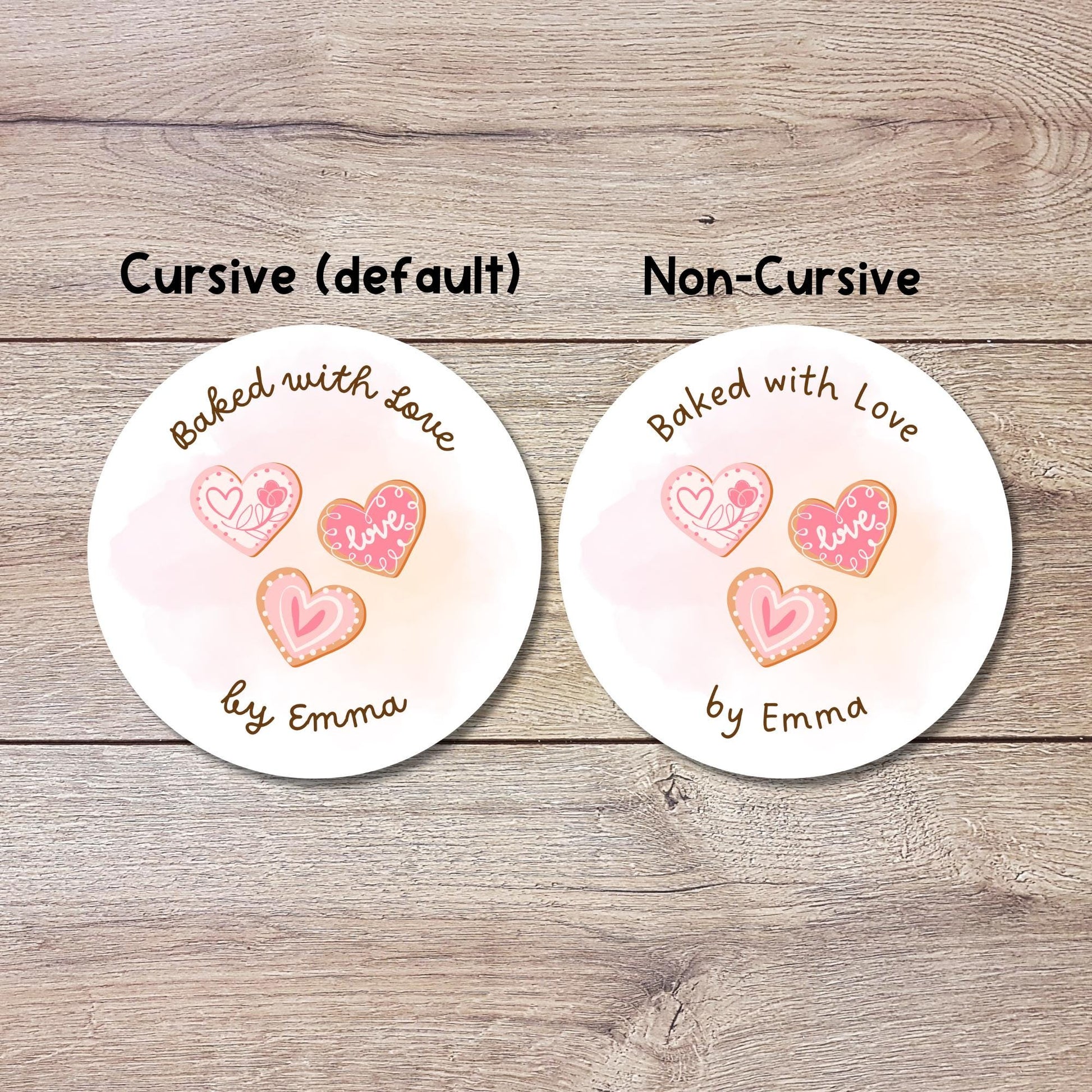 Personalized Baked with Love Stickers, Customized Valentine Homemade with Love Baking Label