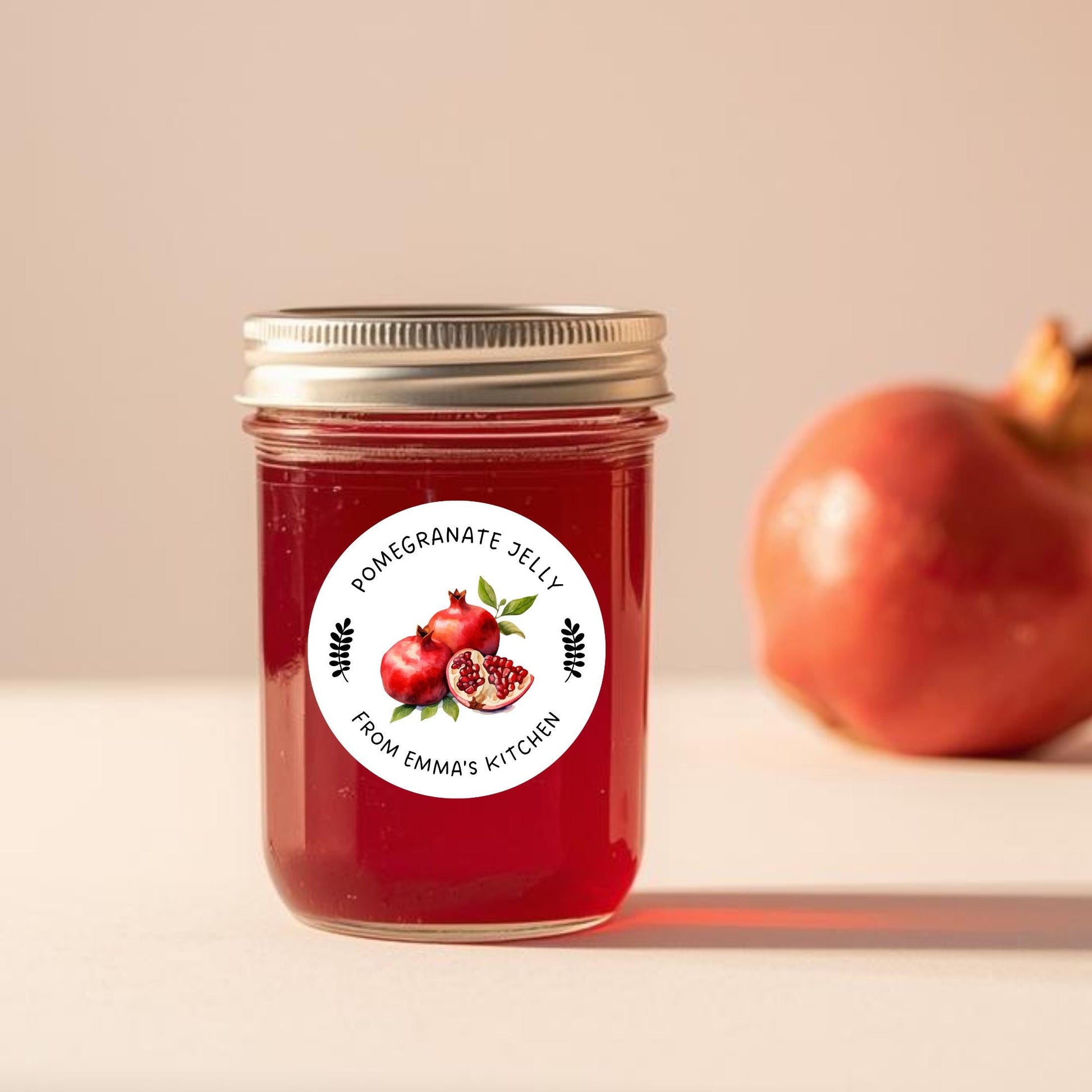 Pomegranate Jelly Personalized Canning Stickers, Custom Homemade Jam Labels