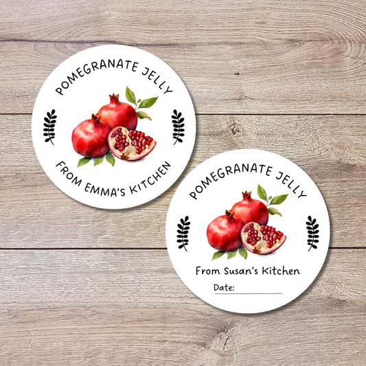 Pomegranate Jelly Personalized Canning Stickers, Custom Homemade Jam Labels
