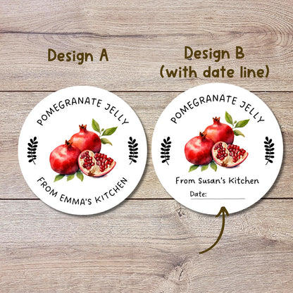 Pomegranate Jelly Personalized Canning Stickers, Custom Homemade Jam Labels