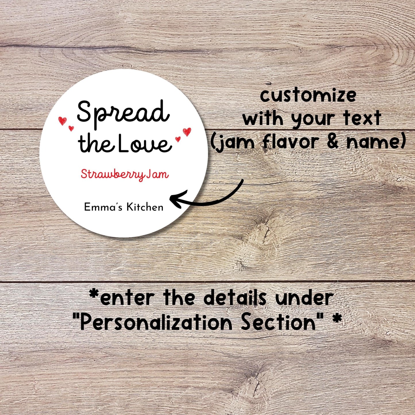 Spread with Love Personalized Fruit Jam Stickers, Custom Homemade Labels
