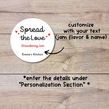 Spread with Love Personalized Fruit Jam Stickers, Custom Homemade Labels