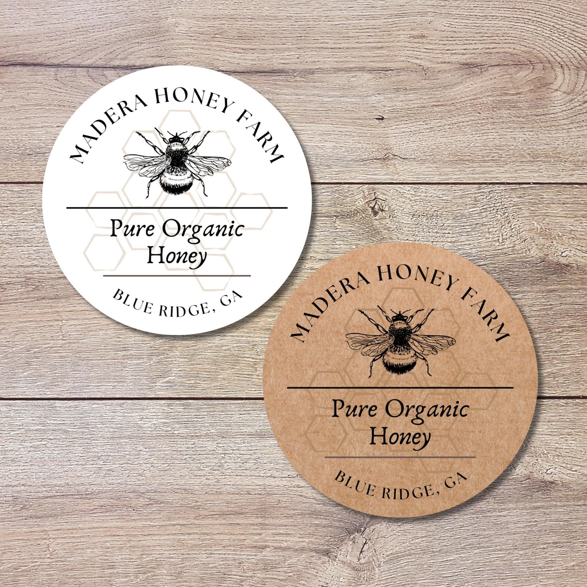 Personalized Organic Honey Bee Farm Stickers, Custom Homemade Jar Labels