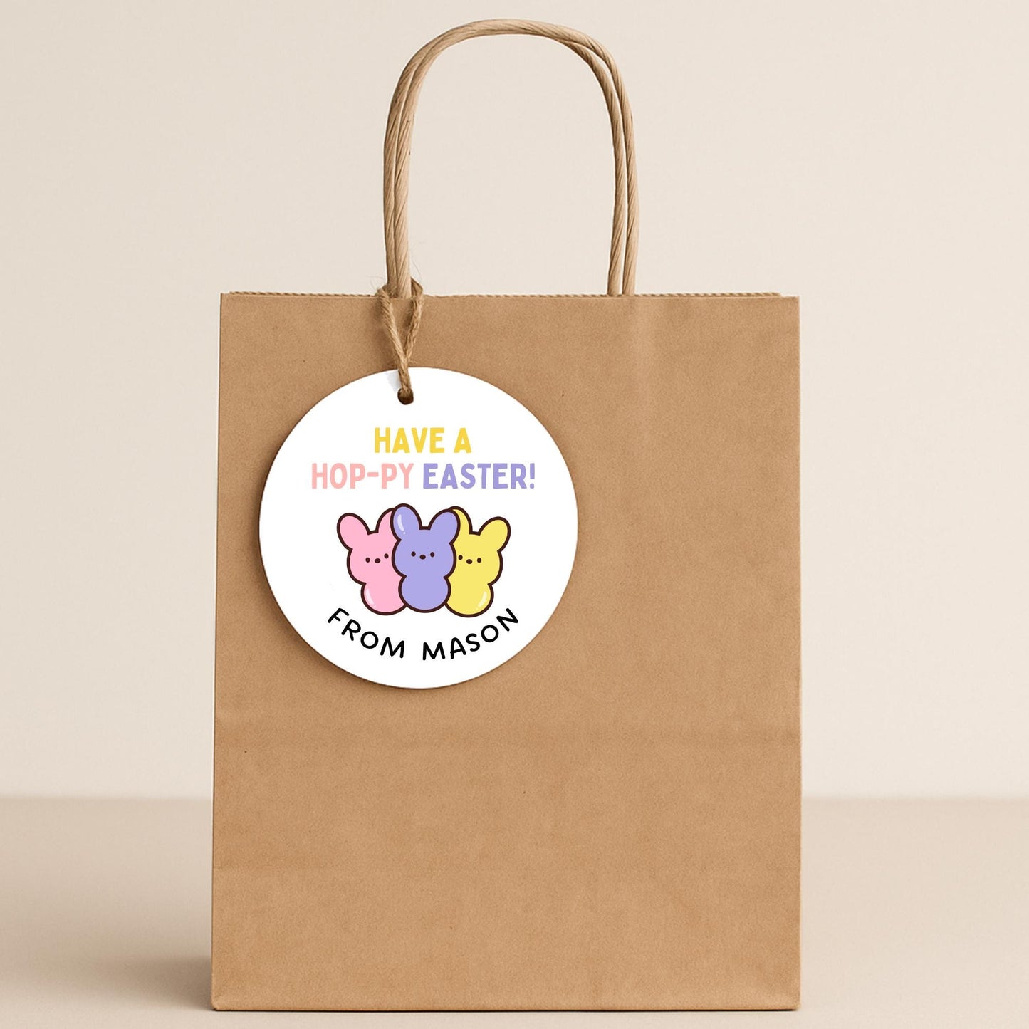 Personalized Have A Poppy Easter Bunny Peeps Basket Gift Tags, Custom Party Favor