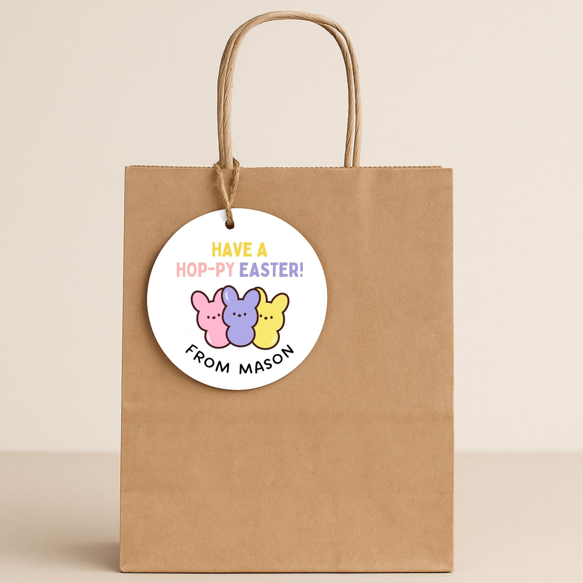 Personalized Have A Poppy Easter Bunny Peeps Basket Gift Tags, Custom Party Favor