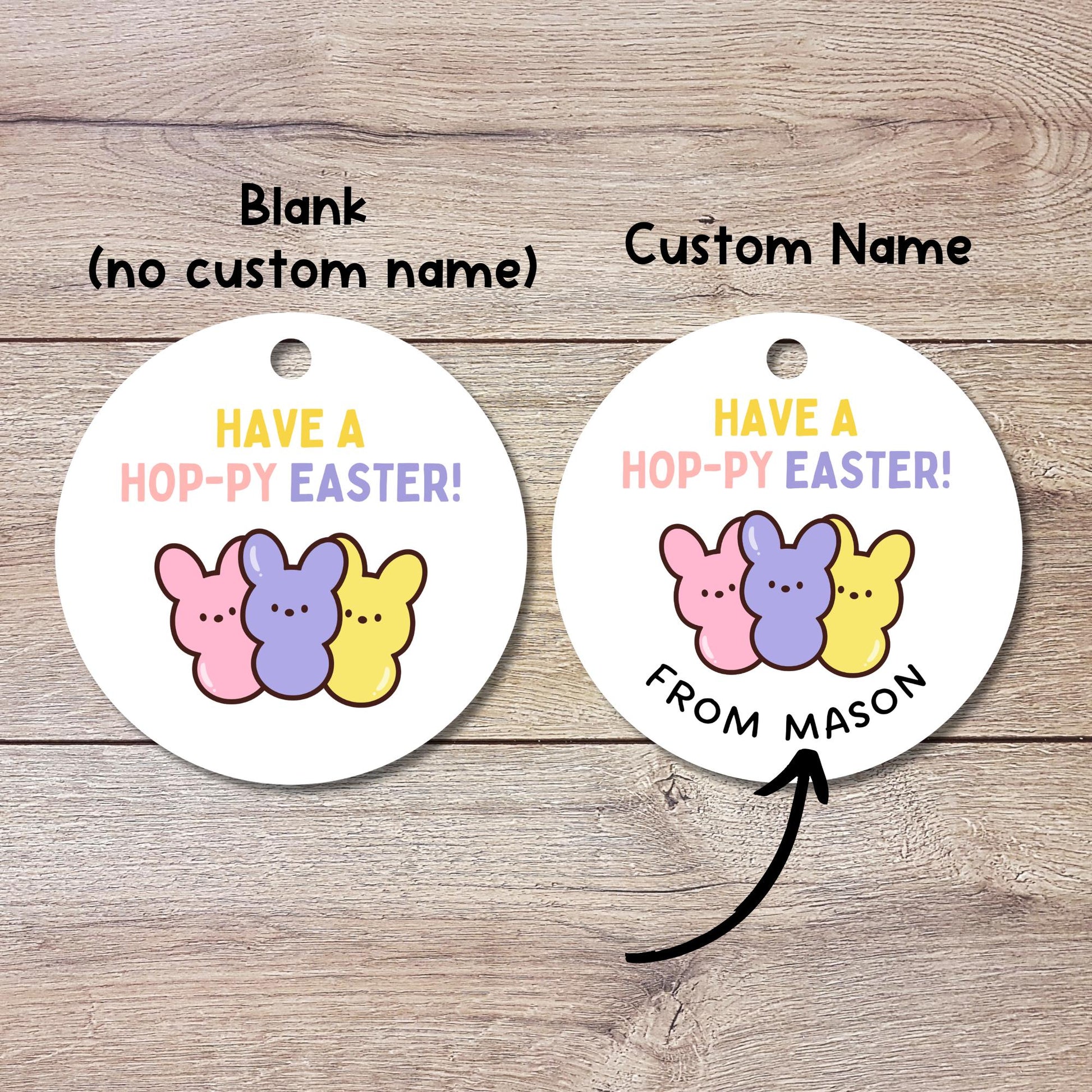 Personalized Have A Poppy Easter Bunny Peeps Basket Gift Tags, Custom Party Favor