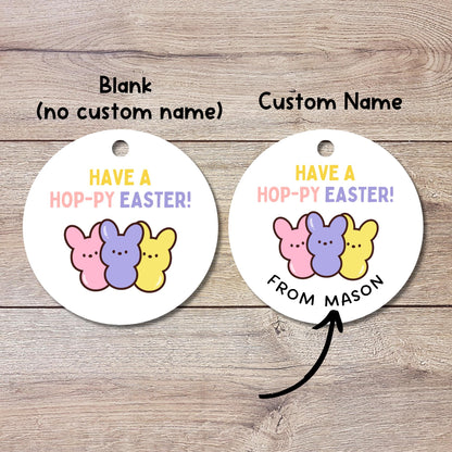 Personalized Have A Poppy Easter Bunny Peeps Basket Gift Tags, Custom Party Favor