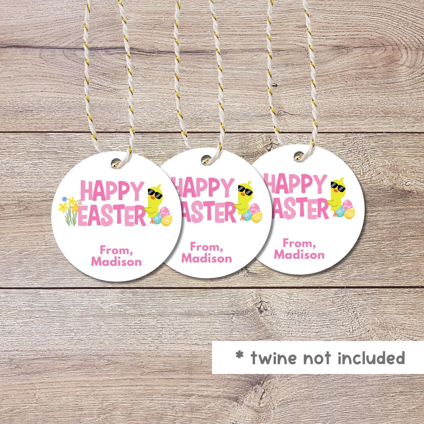 Personalized Happy Easter Ducky Gift Tags, Custom Egg Hunt Party Labels