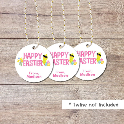 Personalized Happy Easter Ducky Gift Tags, Custom Egg Hunt Party Labels