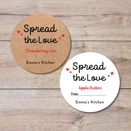 Spread with Love Personalized Fruit Jam Stickers, Custom Homemade Labels