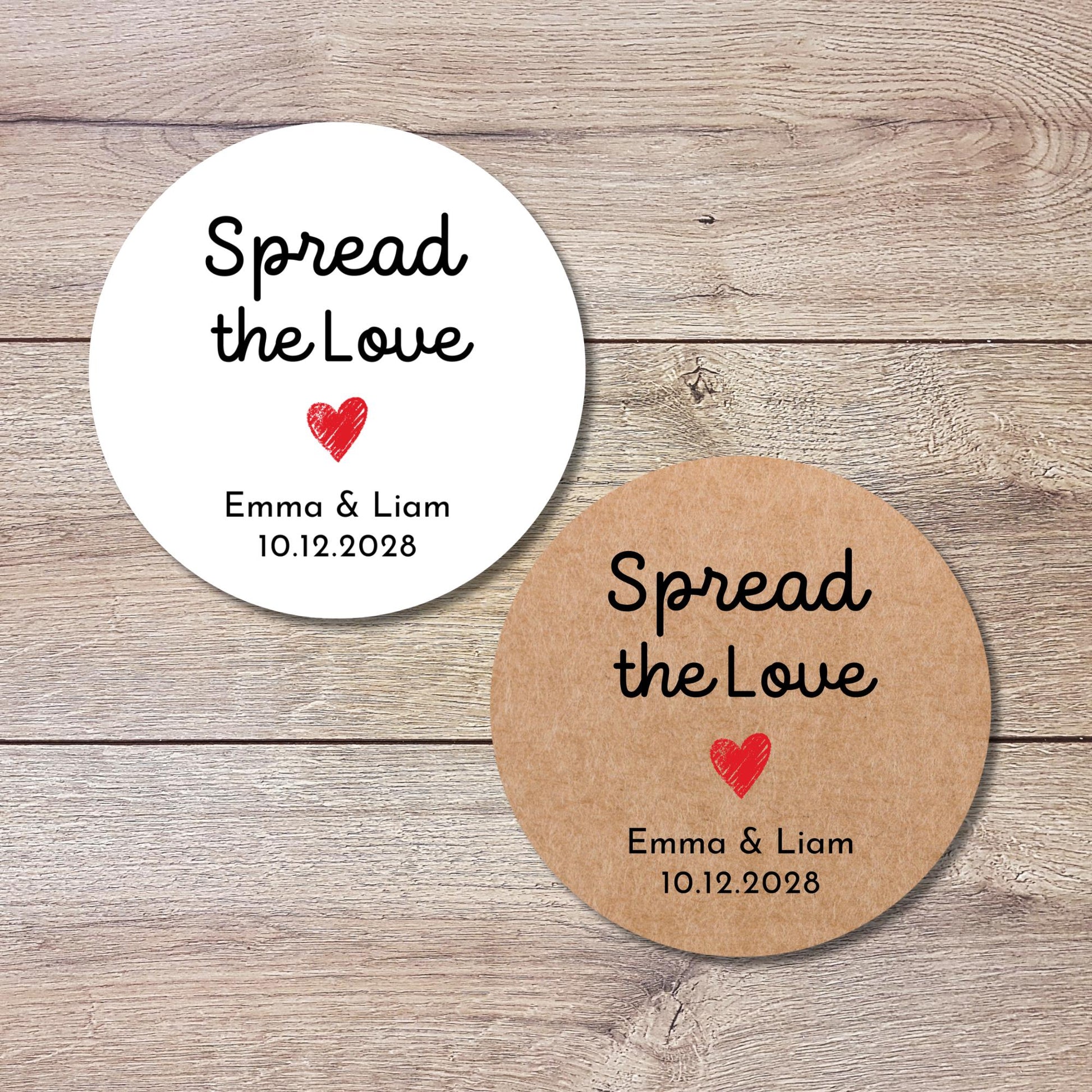 Spread with Love Personalized Wedding Favor Stickers, Custom Jam Labels