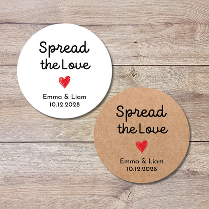 Spread with Love Personalized Wedding Favor Stickers, Custom Jam Labels