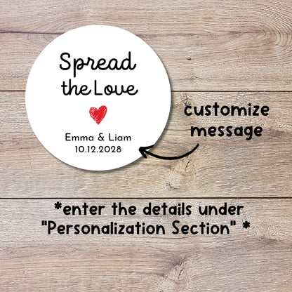 Spread with Love Personalized Wedding Favor Stickers, Custom Jam Labels