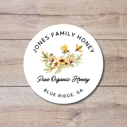 Personalized Organic Honey Bee Stickers, Custom Homemade Jar Labels