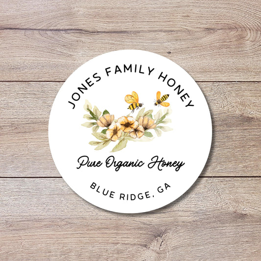 Personalized Organic Honey Bee Stickers, Custom Homemade Jar Labels