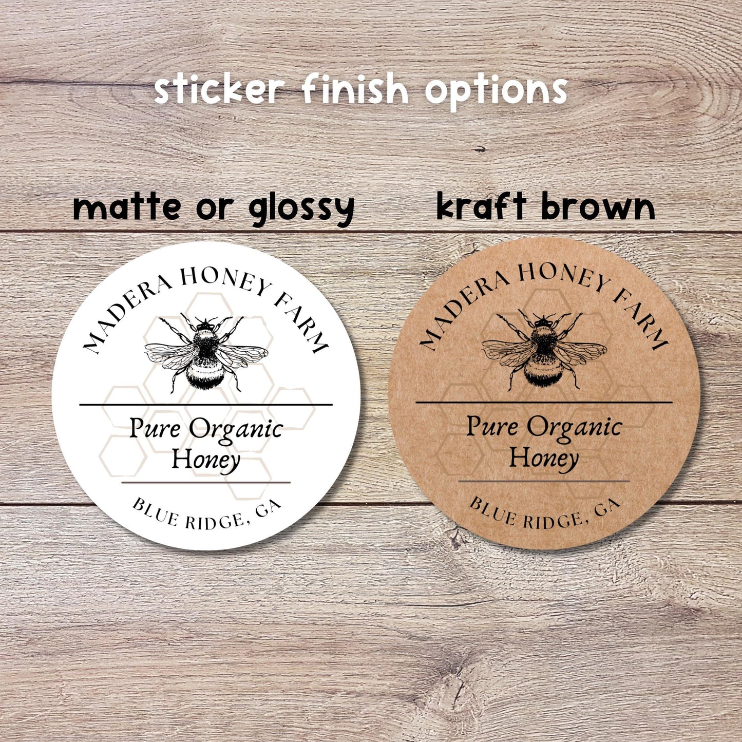 Personalized Organic Honey Bee Farm Stickers, Custom Homemade Jar Labels