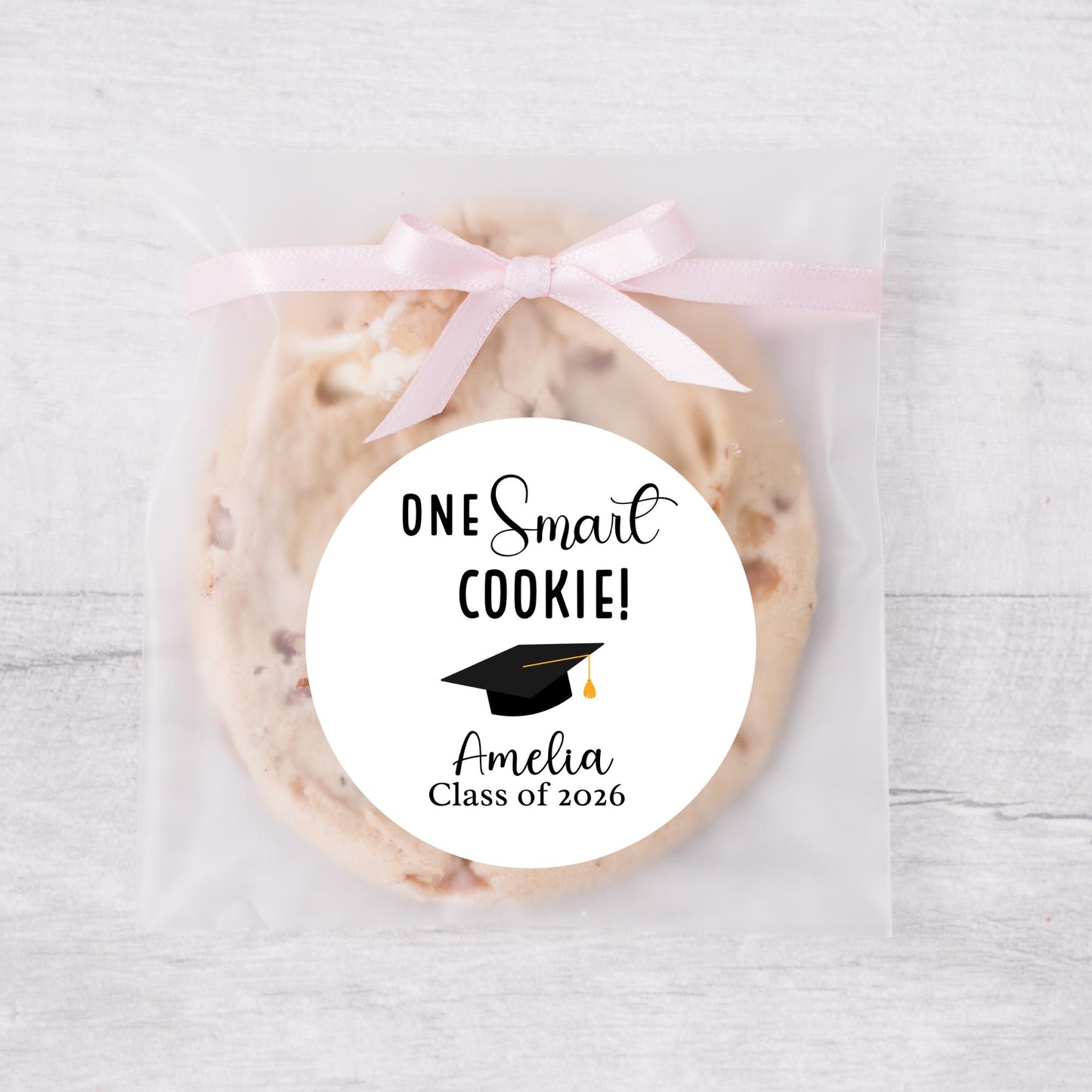 Personalized One Smart Cookie Graduation Stickers, Custom Grad Party Gift Bag Labels
