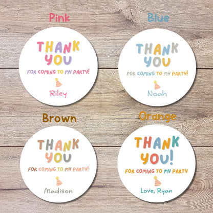 Personalized Thank You for Coming Stickers, Custom Birthday Party Favor Gift Bags Labels