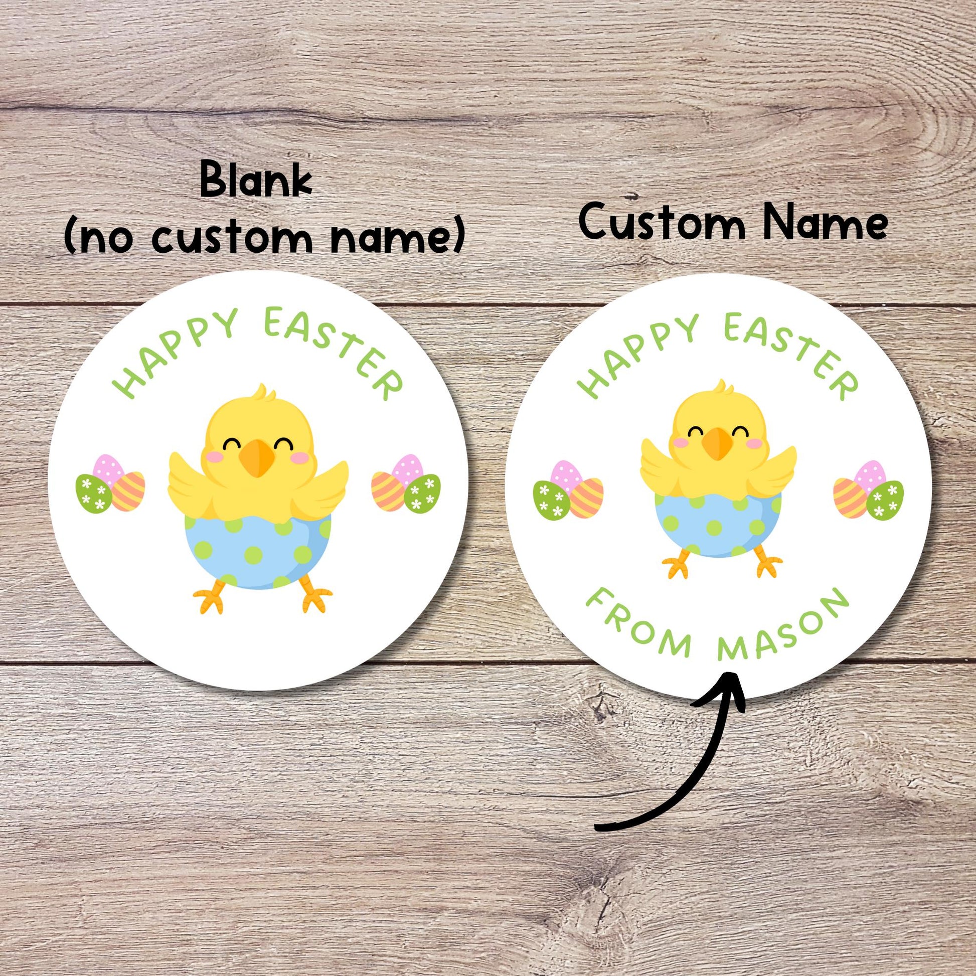 Personalized Happy Easter Ducky Stickers, Custom Name Gift Basket Party Favor Labels