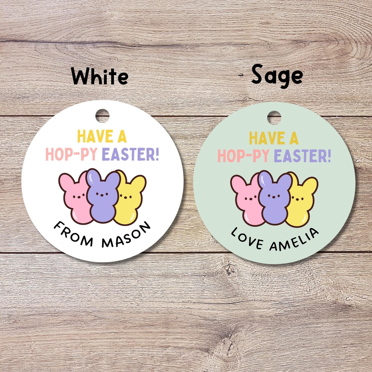 Personalized Have A Poppy Easter Bunny Peeps Basket Gift Tags, Custom Party Favor