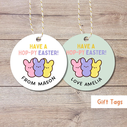 Personalized Have A Poppy Easter Bunny Peeps Basket Gift Tags, Custom Party Favor