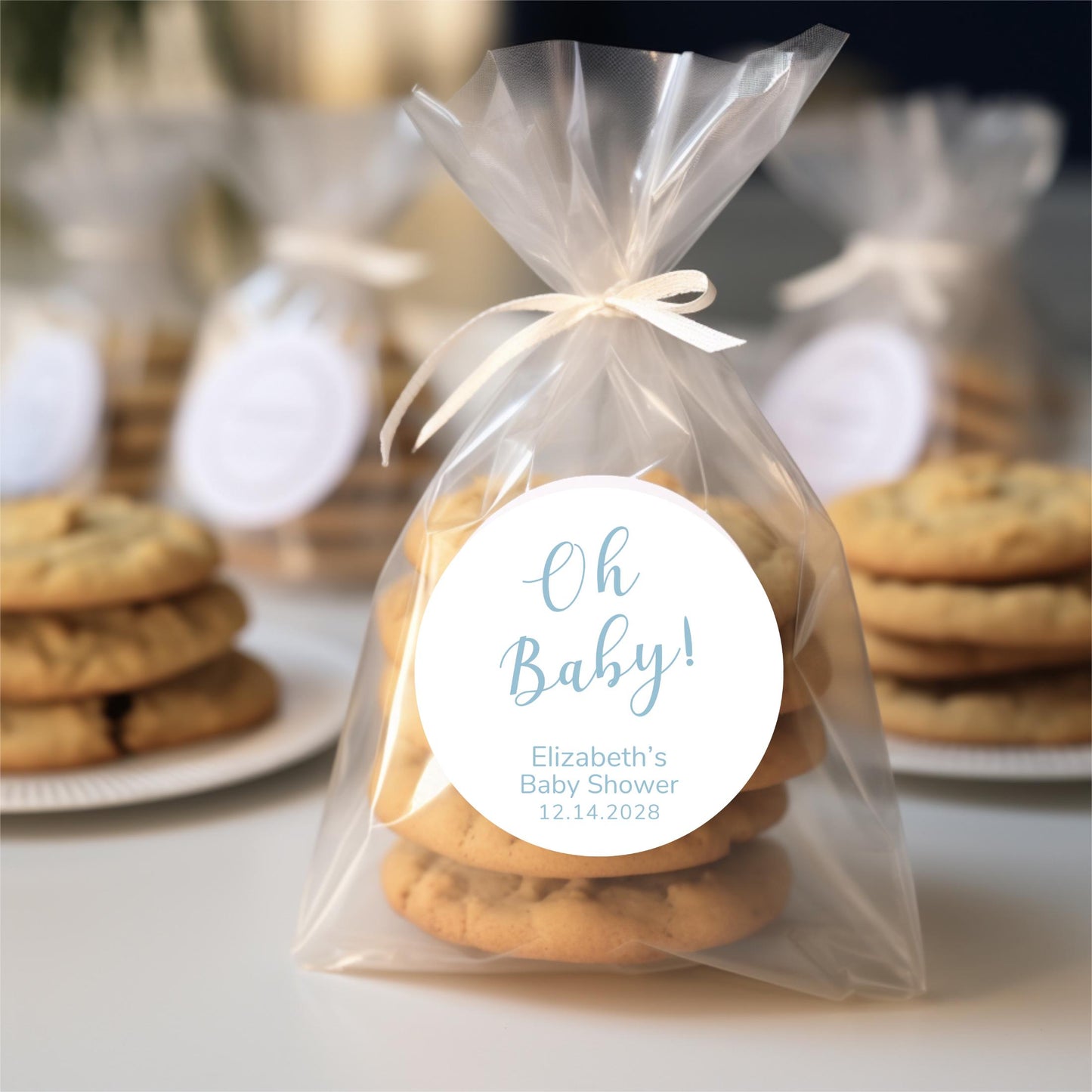 Oh Baby, Baby Shower Stickers, Custom Thank You for Showering Our Baby Labels